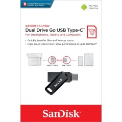 SanDisk Ultra Dual Drive 128GB - Versatile USB Type-A & Type-C | High-Speed Transfer, Stylish Black and Silver Design